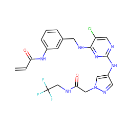 C=CC(=O)Nc1cccc(CNc2nc(Nc3cnn(CC(=O)NCC(F)(F)F)c3)ncc2Cl)c1 ZINC000473096848