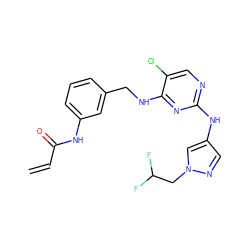 C=CC(=O)Nc1cccc(CNc2nc(Nc3cnn(CC(F)F)c3)ncc2Cl)c1 ZINC000473097917