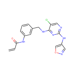 C=CC(=O)Nc1cccc(CNc2nc(Nc3cnoc3)ncc2Cl)c1 ZINC000473101594