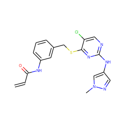 C=CC(=O)Nc1cccc(CSc2nc(Nc3cnn(C)c3)ncc2Cl)c1 ZINC000473092275