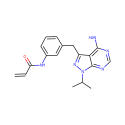 C=CC(=O)Nc1cccc(Cc2nn(C(C)C)c3ncnc(N)c23)c1 ZINC000146960469