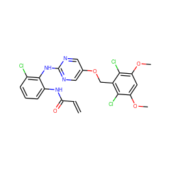 C=CC(=O)Nc1cccc(Cl)c1Nc1ncc(OCc2c(Cl)c(OC)cc(OC)c2Cl)cn1 ZINC001772572129