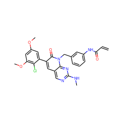 C=CC(=O)Nc1cccc(Cn2c(=O)c(-c3cc(OC)cc(OC)c3Cl)cc3cnc(NC)nc32)c1 ZINC000220352595