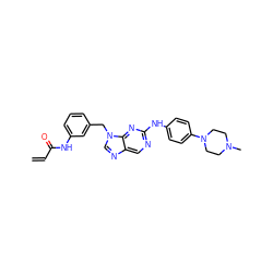 C=CC(=O)Nc1cccc(Cn2cnc3cnc(Nc4ccc(N5CCN(C)CC5)cc4)nc32)c1 ZINC000473087950