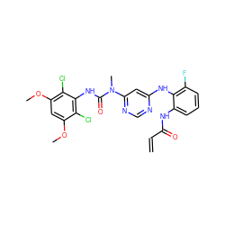 C=CC(=O)Nc1cccc(F)c1Nc1cc(N(C)C(=O)Nc2c(Cl)c(OC)cc(OC)c2Cl)ncn1 ZINC001772616242