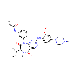 C=CC(=O)Nc1cccc(N2C(=O)[C@H]([C@@H](C)CC)N(C)C(=O)c3cnc(Nc4ccc(N5CCN(C)CC5)cc4OC)nc32)c1 ZINC000169326925