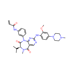 C=CC(=O)Nc1cccc(N2C(=O)[C@H](C(C)C)N(C)C(=O)c3cnc(Nc4ccc(N5CCN(C)CC5)cc4OC)nc32)c1 ZINC000169326918