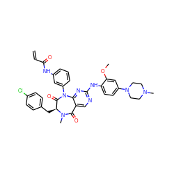 C=CC(=O)Nc1cccc(N2C(=O)[C@H](Cc3ccc(Cl)cc3)N(C)C(=O)c3cnc(Nc4ccc(N5CCN(C)CC5)cc4OC)nc32)c1 ZINC000169326947