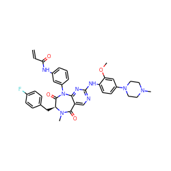 C=CC(=O)Nc1cccc(N2C(=O)[C@H](Cc3ccc(F)cc3)N(C)C(=O)c3cnc(Nc4ccc(N5CCN(C)CC5)cc4OC)nc32)c1 ZINC000169323538