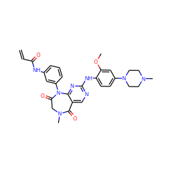 C=CC(=O)Nc1cccc(N2C(=O)CN(C)C(=O)c3cnc(Nc4ccc(N5CCN(C)CC5)cc4OC)nc32)c1 ZINC000169326903