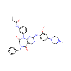 C=CC(=O)Nc1cccc(N2C(=O)CN(Cc3ccccc3)C(=O)c3cnc(Nc4ccc(N5CCN(C)CC5)cc4OC)nc32)c1 ZINC000169323542