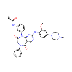 C=CC(=O)Nc1cccc(N2C(=O)CN(c3ccccc3)C(=O)c3cnc(Nc4ccc(N5CCN(C)CC5)cc4OC)nc32)c1 ZINC000169326936