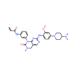 C=CC(=O)Nc1cccc(N2C(=O)N(C)Cc3cnc(Nc4ccc(N5CCC(N(C)C)CC5)cc4OC)nc32)c1 ZINC000084758299