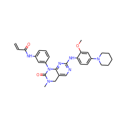 C=CC(=O)Nc1cccc(N2C(=O)N(C)Cc3cnc(Nc4ccc(N5CCCCC5)cc4OC)nc32)c1 ZINC000084757033