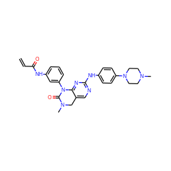 C=CC(=O)Nc1cccc(N2C(=O)N(C)Cc3cnc(Nc4ccc(N5CCN(C)CC5)cc4)nc32)c1 ZINC000084757942