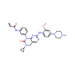 C=CC(=O)Nc1cccc(N2C(=O)N(C3CC3)Cc3cnc(Nc4ccc(N5CCN(C)CC5)cc4OC)nc32)c1 ZINC000084757240