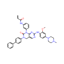 C=CC(=O)Nc1cccc(N2C(=O)N(c3ccc(-c4ccccc4)cc3)Cc3cnc(Nc4ccc(N5CCN(C)CC5)cc4OC)nc32)c1 ZINC000084654053