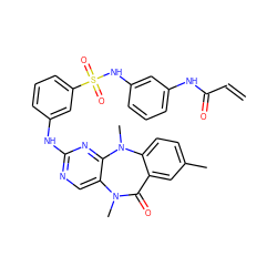 C=CC(=O)Nc1cccc(NS(=O)(=O)c2cccc(Nc3ncc4c(n3)N(C)c3ccc(C)cc3C(=O)N4C)c2)c1 ZINC001772623084