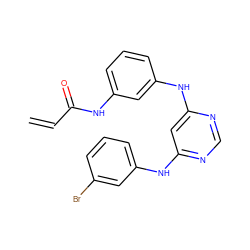 C=CC(=O)Nc1cccc(Nc2cc(Nc3cccc(Br)c3)ncn2)c1 ZINC000114407180