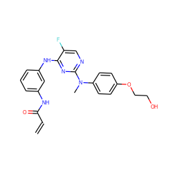 C=CC(=O)Nc1cccc(Nc2nc(N(C)c3ccc(OCCO)cc3)ncc2F)c1 ZINC000219288875