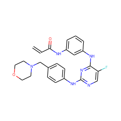 C=CC(=O)Nc1cccc(Nc2nc(Nc3ccc(CN4CCOCC4)cc3)ncc2F)c1 ZINC000200614585