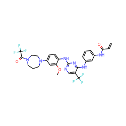 C=CC(=O)Nc1cccc(Nc2nc(Nc3ccc(N4CCCN(C(=O)C(F)(F)F)CC4)cc3OC)ncc2C(F)(F)F)c1 ZINC000146025996