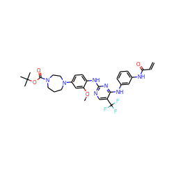 C=CC(=O)Nc1cccc(Nc2nc(Nc3ccc(N4CCCN(C(=O)OC(C)(C)C)CC4)cc3OC)ncc2C(F)(F)F)c1 ZINC000147741993