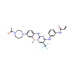 C=CC(=O)Nc1cccc(Nc2nc(Nc3ccc(N4CCCN(C(C)=O)CC4)cc3OC)ncc2C(F)(F)F)c1 ZINC000143150212