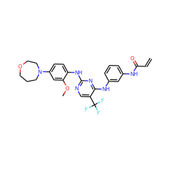 C=CC(=O)Nc1cccc(Nc2nc(Nc3ccc(N4CCCOCC4)cc3OC)ncc2C(F)(F)F)c1 ZINC000143988824