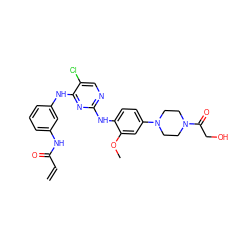 C=CC(=O)Nc1cccc(Nc2nc(Nc3ccc(N4CCN(C(=O)CO)CC4)cc3OC)ncc2Cl)c1 ZINC000144226460