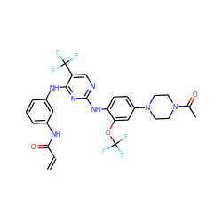 C=CC(=O)Nc1cccc(Nc2nc(Nc3ccc(N4CCN(C(C)=O)CC4)cc3OC(F)(F)F)ncc2C(F)(F)F)c1 ZINC000143060626