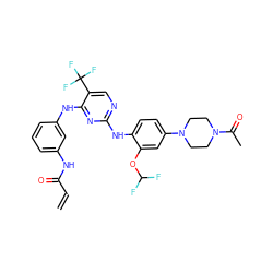 C=CC(=O)Nc1cccc(Nc2nc(Nc3ccc(N4CCN(C(C)=O)CC4)cc3OC(F)F)ncc2C(F)(F)F)c1 ZINC000143988182