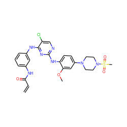 C=CC(=O)Nc1cccc(Nc2nc(Nc3ccc(N4CCN(S(C)(=O)=O)CC4)cc3OC)ncc2Cl)c1 ZINC000145212891