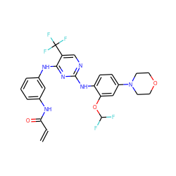 C=CC(=O)Nc1cccc(Nc2nc(Nc3ccc(N4CCOCC4)cc3OC(F)F)ncc2C(F)(F)F)c1 ZINC000144102446