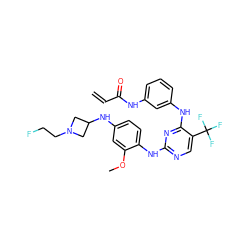 C=CC(=O)Nc1cccc(Nc2nc(Nc3ccc(NC4CN(CCF)C4)cc3OC)ncc2C(F)(F)F)c1 ZINC000102241092