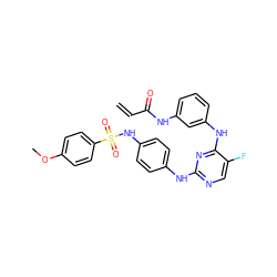 C=CC(=O)Nc1cccc(Nc2nc(Nc3ccc(NS(=O)(=O)c4ccc(OC)cc4)cc3)ncc2F)c1 ZINC001772631560