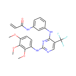 C=CC(=O)Nc1cccc(Nc2nc(Nc3ccc(OC)c(OC)c3OC)ncc2C(F)(F)F)c1 ZINC000200699566