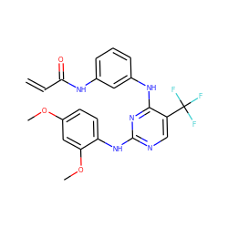 C=CC(=O)Nc1cccc(Nc2nc(Nc3ccc(OC)cc3OC)ncc2C(F)(F)F)c1 ZINC000200748398