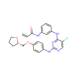 C=CC(=O)Nc1cccc(Nc2nc(Nc3ccc(OC[C@@H]4CCCO4)cc3)ncc2Cl)c1 ZINC001772598918