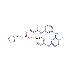 C=CC(=O)Nc1cccc(Nc2nc(Nc3ccc(OCC(=O)OC[C@@H]4CCCO4)cc3)ncc2Cl)c1 ZINC001772596839