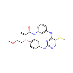 C=CC(=O)Nc1cccc(Nc2nc(Nc3ccc(OCCOC)cc3)ncc2SC)c1 ZINC000148584084