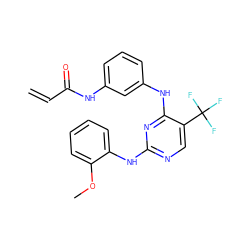 C=CC(=O)Nc1cccc(Nc2nc(Nc3ccccc3OC)ncc2C(F)(F)F)c1 ZINC000143266160