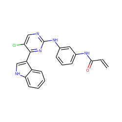 C=CC(=O)Nc1cccc(Nc2ncc(Cl)c(-c3c[nH]c4ccccc34)n2)c1 ZINC000096937394