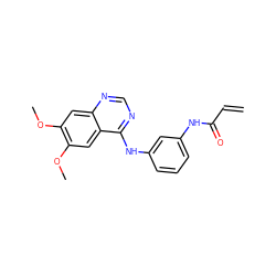 C=CC(=O)Nc1cccc(Nc2ncnc3cc(OC)c(OC)cc23)c1 ZINC000147152080