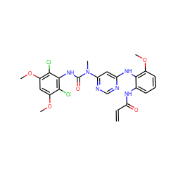 C=CC(=O)Nc1cccc(OC)c1Nc1cc(N(C)C(=O)Nc2c(Cl)c(OC)cc(OC)c2Cl)ncn1 ZINC001772597984