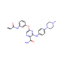 C=CC(=O)Nc1cccc(Oc2cnc(C(N)=O)c(Nc3ccc(N4CCN(C)CC4)cc3)n2)c1 ZINC000205341911