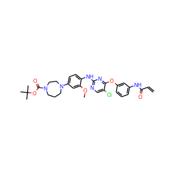 C=CC(=O)Nc1cccc(Oc2nc(Nc3ccc(N4CCCN(C(=O)OC(C)(C)C)CC4)cc3OC)ncc2Cl)c1 ZINC000147755590