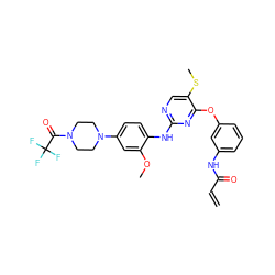 C=CC(=O)Nc1cccc(Oc2nc(Nc3ccc(N4CCN(C(=O)C(F)(F)F)CC4)cc3OC)ncc2SC)c1 ZINC000653842124