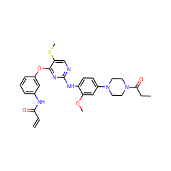 C=CC(=O)Nc1cccc(Oc2nc(Nc3ccc(N4CCN(C(=O)CC)CC4)cc3OC)ncc2SC)c1 ZINC000653846609