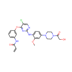 C=CC(=O)Nc1cccc(Oc2nc(Nc3ccc(N4CCN(C(=O)CO)CC4)cc3OC)ncc2Cl)c1 ZINC000144774503